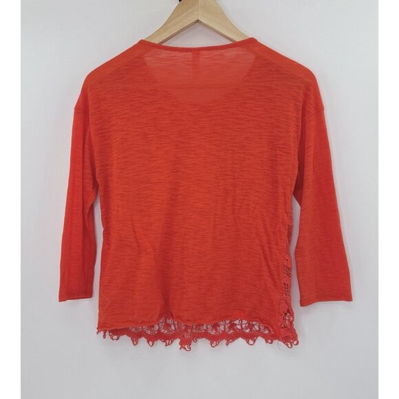 Xhilaration Women's Lace Orange/Red Lace Front Blouse Size M Boho Preppy - Picture 2 of 10